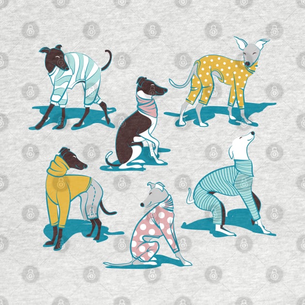 Greyhounds dogwalk // pattern // navy blue background by SelmaCardoso